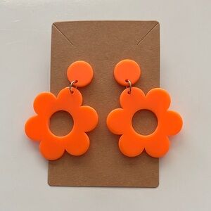 Fashion Jewelry Vibrant Orange Flower Earrings